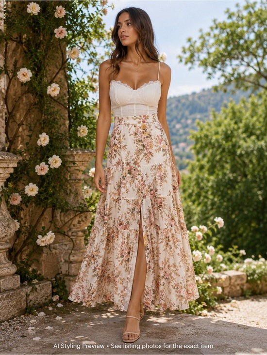 Ever New Dresses & Skirts - Ever New Floral Tiered Button Front Midi Skirt Cottagecore US 2 XS